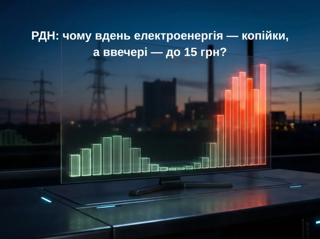 РДН — ринок на добу наперед: погодинні ціни на електроенергію, дешевий день і дорогий вечірній пік