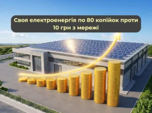 Окупність СЕС для бізнесу — власна електроенергія по 80 копійок проти 10 грн з мережі, повернення інвестиції за 2–3 роки